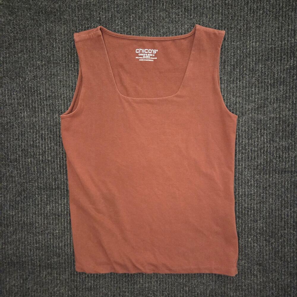 Terracotta Brown Red Rust Cotton Square Neck Tank Pima Cotton Size S